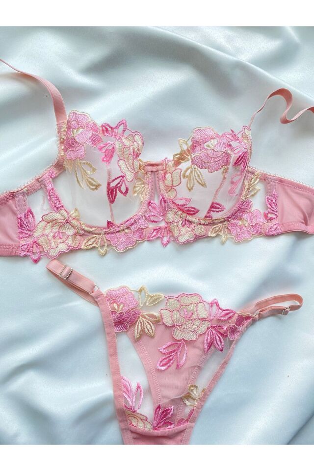 PEMBE SÜTYEN TAKIMI, KADIN İÇ GİYİM, SEXY İÇ ÇAMAŞIRI, DANTELLİ, FANTAZİ İÇ ÇAMAŞIRI
