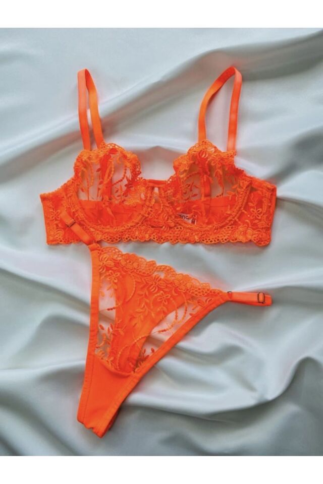 TURUNCU SÜTYEN TAKIMI, KADIN İÇ GİYİM, SEXY İÇ ÇAMAŞIRI, DANTELLİ, FANTAZİ İÇ ÇAMAŞIRI