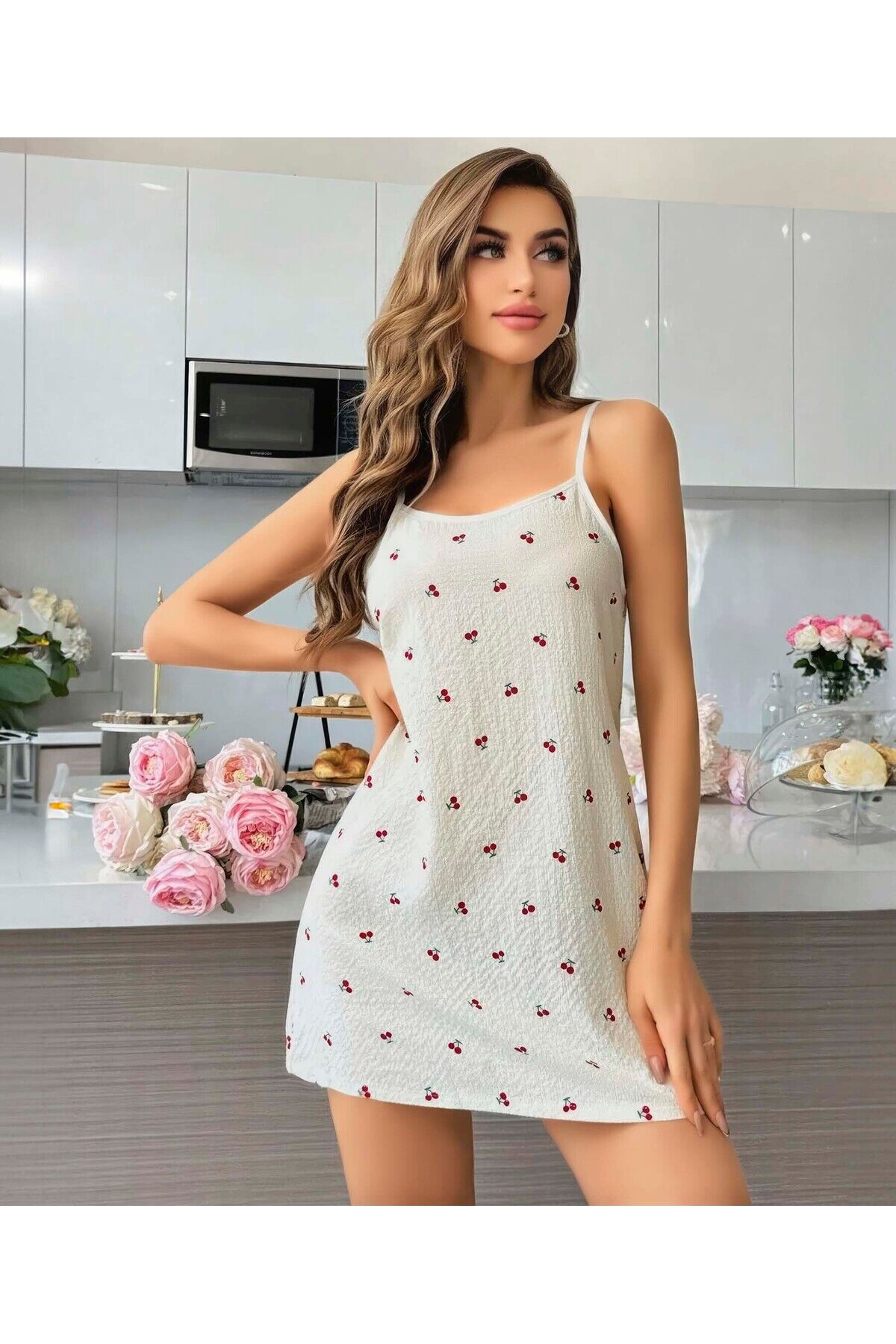 kadın gecelik elbise, yüzde yüz kaliteli pamuk kadın ev giyim pijama, ip askılı kadın gecelik